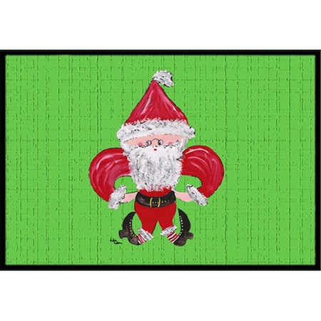 Carolines Treasures 18 x 27 In. Christmas Fleur de lis Santa Claus Indoor or Outdoor Mat 8500MAT